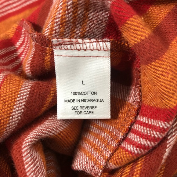 Tackle & Tides Cotton Orange Red Stripes Long Sleeve Mens Button Down Shirt L - Picture 8 of 14